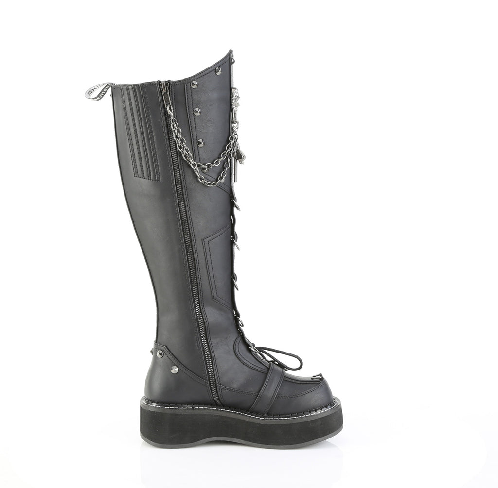 DEMONIA EMILY-221 - Black Vegan Leather Boots
