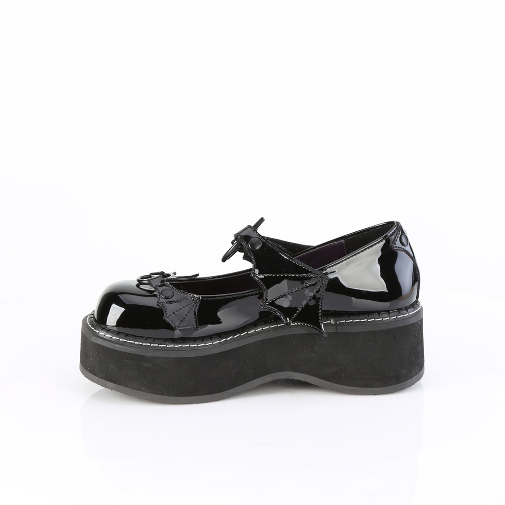EMILY-23 - Black Patent Batwing Platform Shoes