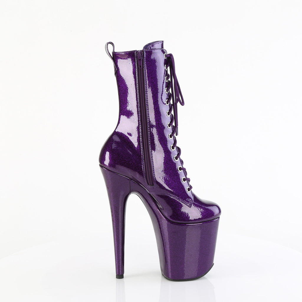 FLAMINGO-1040GP - Purple Glitter Patent Ankle Boots