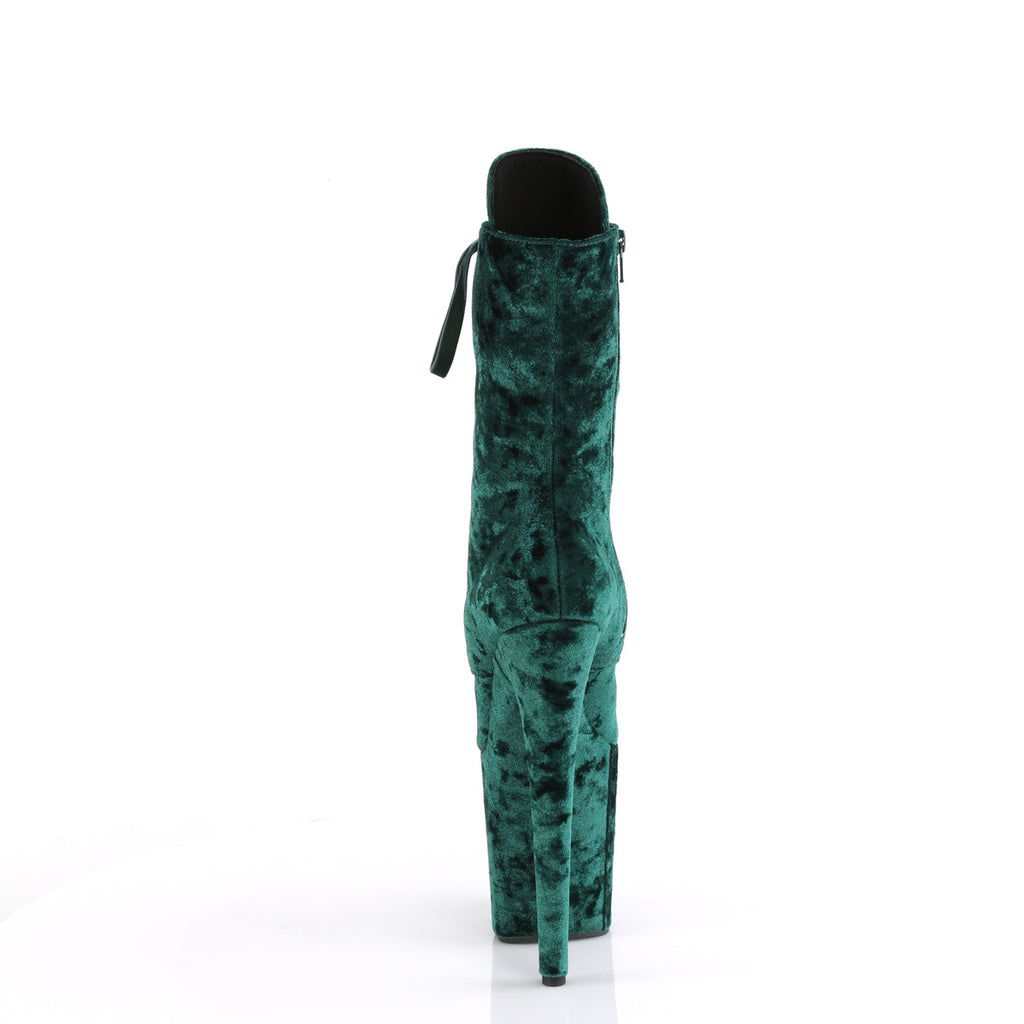 FLAMINGO-1045VEL - Emerald Green Velvet Boots w/ Matching Boot Protectors