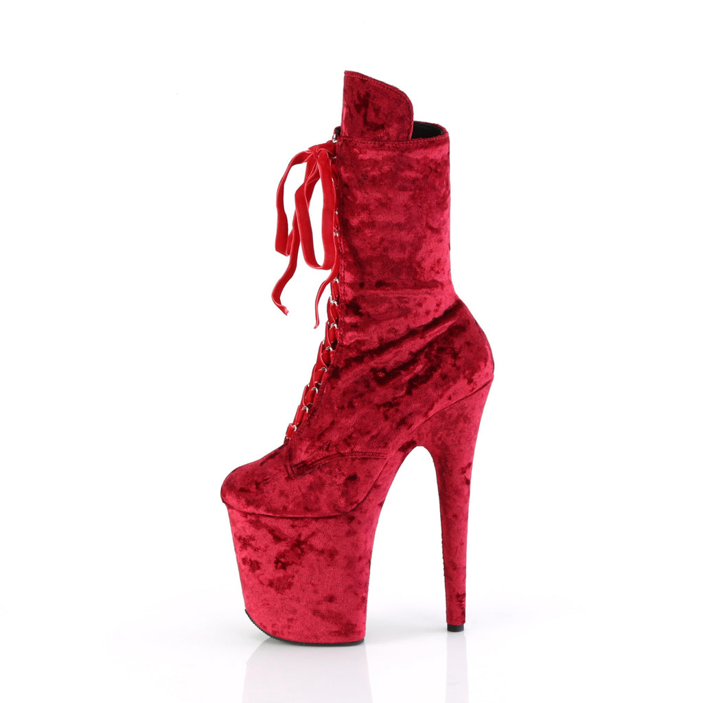 FLAMINGO-1045VEL - Red Velvet Boots w/ Matching Boot Protectors