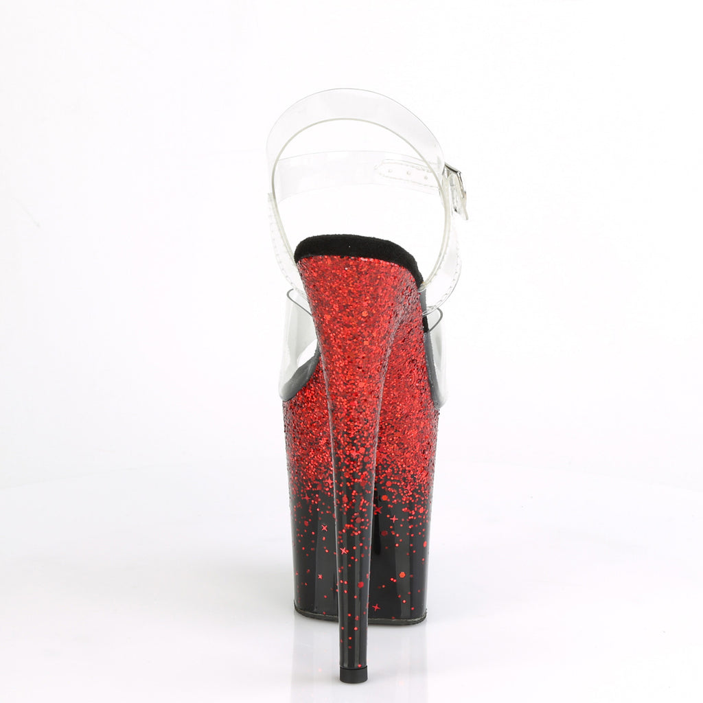 FLAMINGO-808SS - Clear/Black-Red Multi Glitter Heels