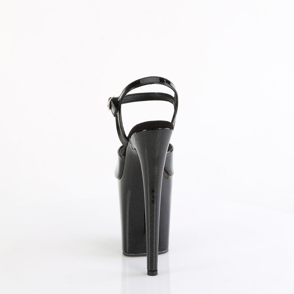 FLAMINGO-809GP - Black Glitter Patent Heels