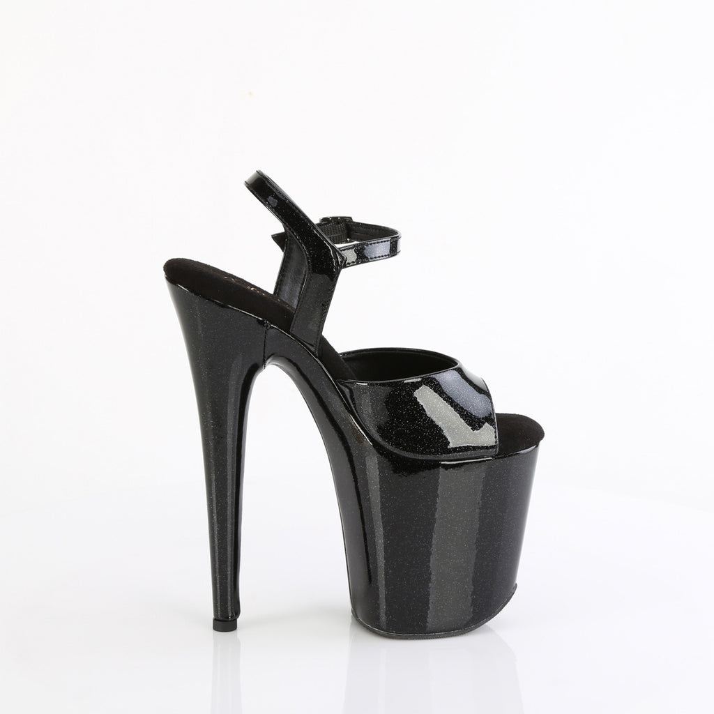 FLAMINGO-809GP - Black Glitter Patent Heels