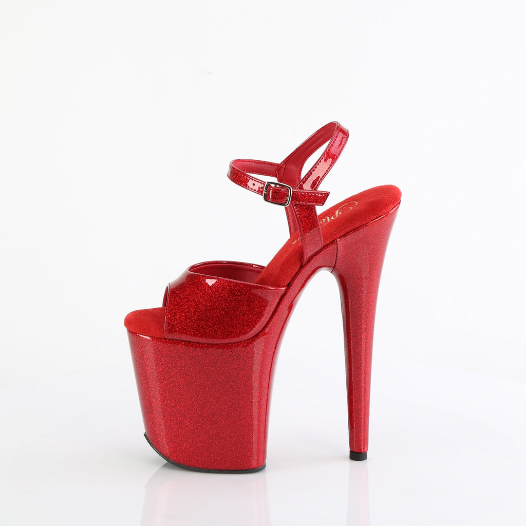 FLAMINGO-809GP - Ruby Red Glitter Patent Heels