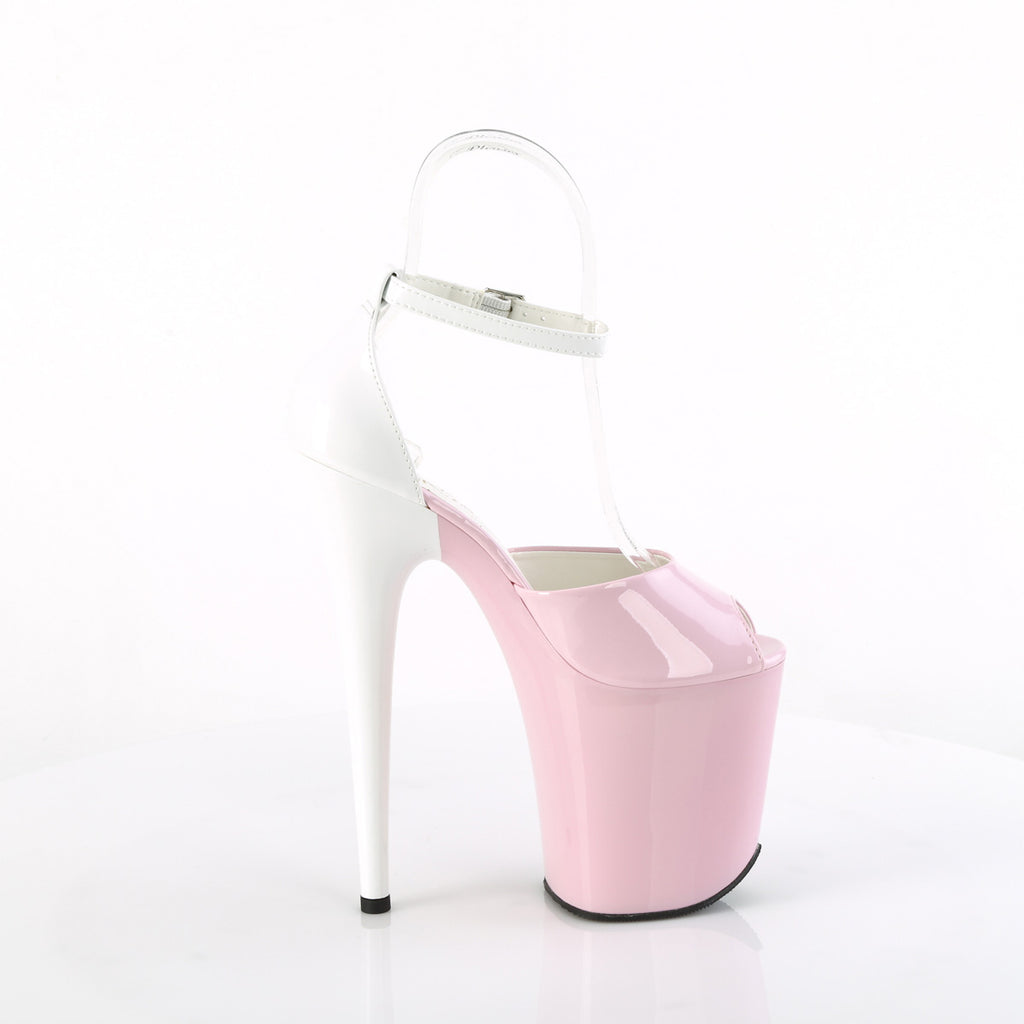 FLAMINGO-868 - Baby Pink-White Patent Heels