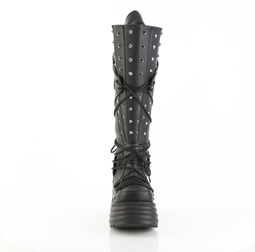 DEMONIA KERA-203 - Black Vegan Leather Boots