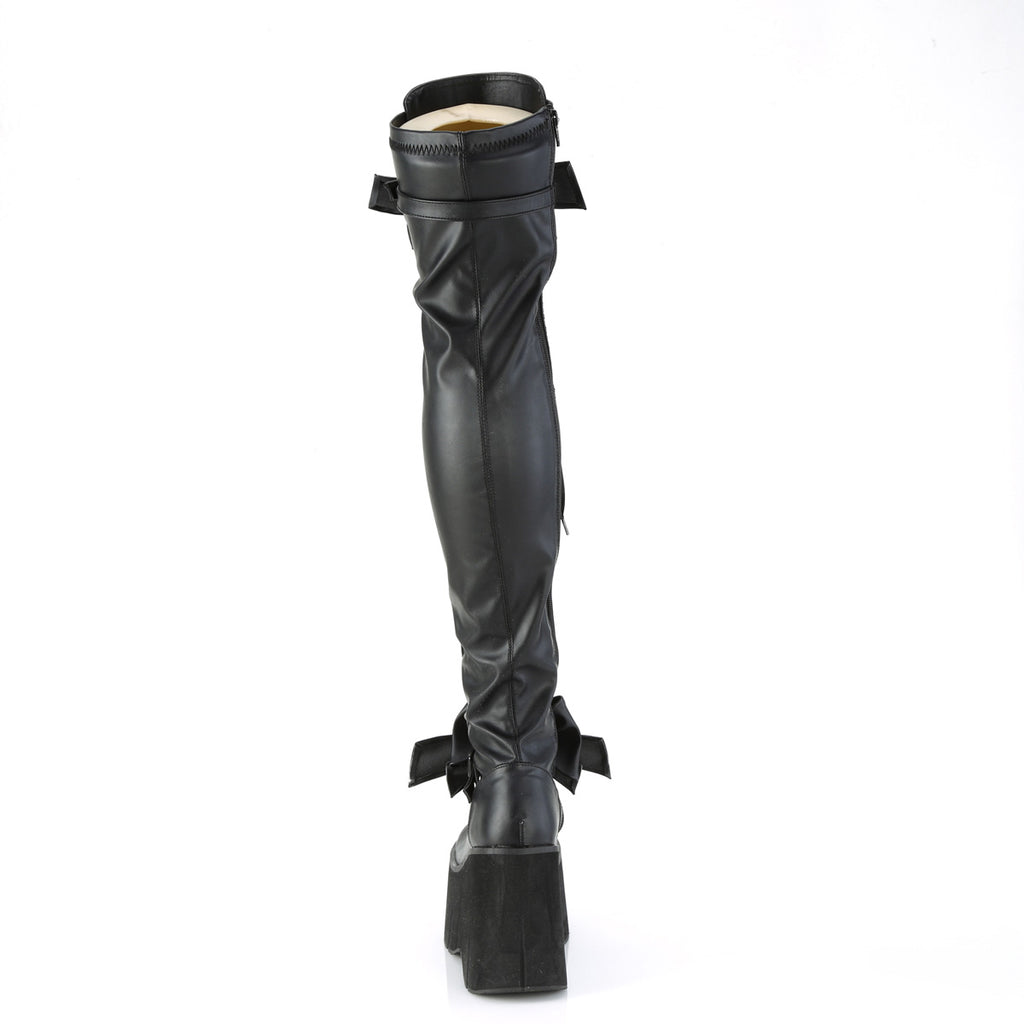 DEMONIA KERA-303 - Black Stretch Vegan Leather Boots