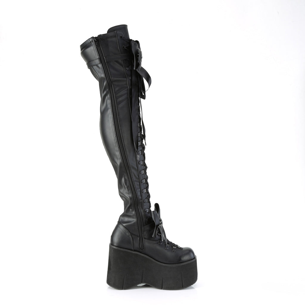 DEMONIA KERA-303 - Black Stretch Vegan Leather Boots