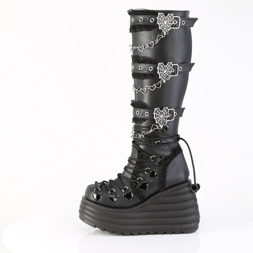 DEMONIA MORTE-215 - Black Vegan Leather Boots