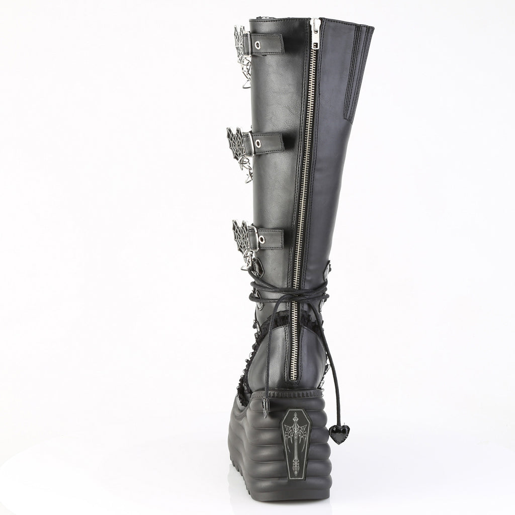 DEMONIA MORTE-215 - Black Vegan Leather Boots