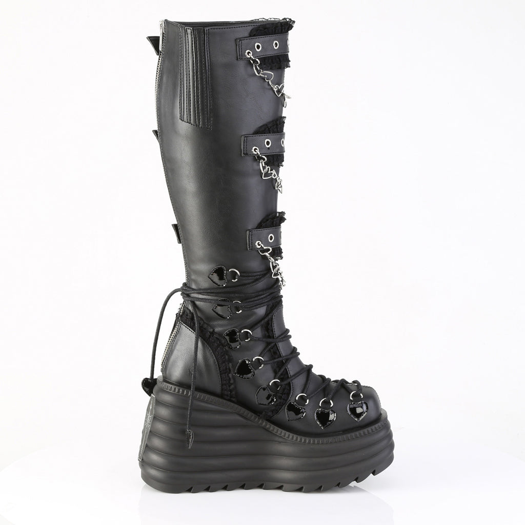 DEMONIA MORTE-215 - Black Vegan Leather Boots