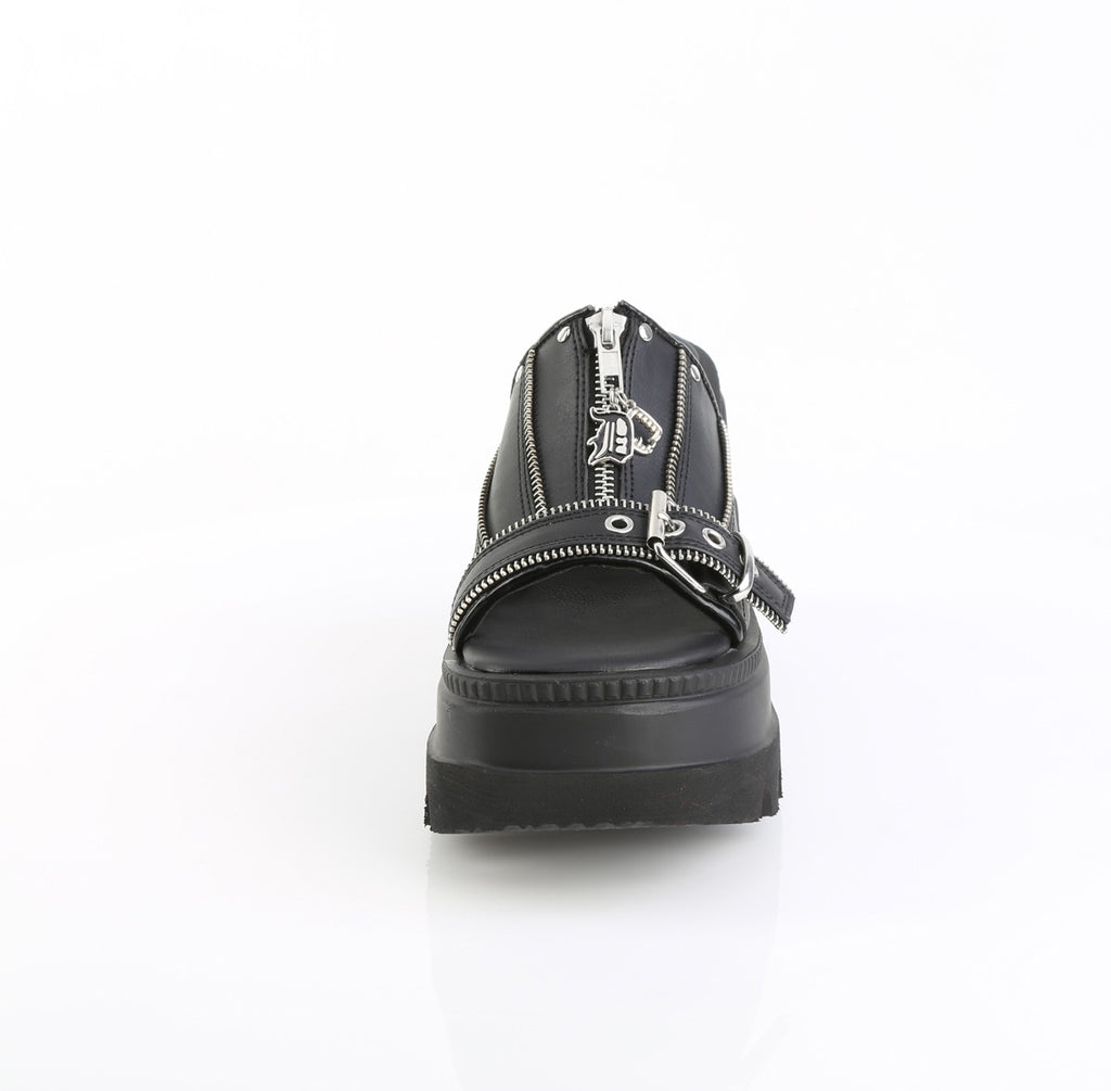 DEMONIA SHAKER-07 - Black Vegan Leather Platform Heels