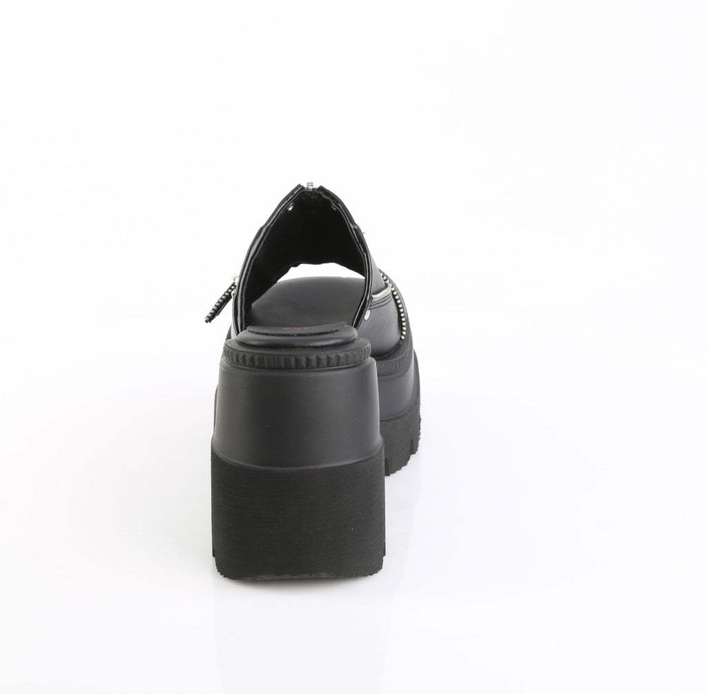 DEMONIA SHAKER-07 - Black Vegan Leather Platform Heels