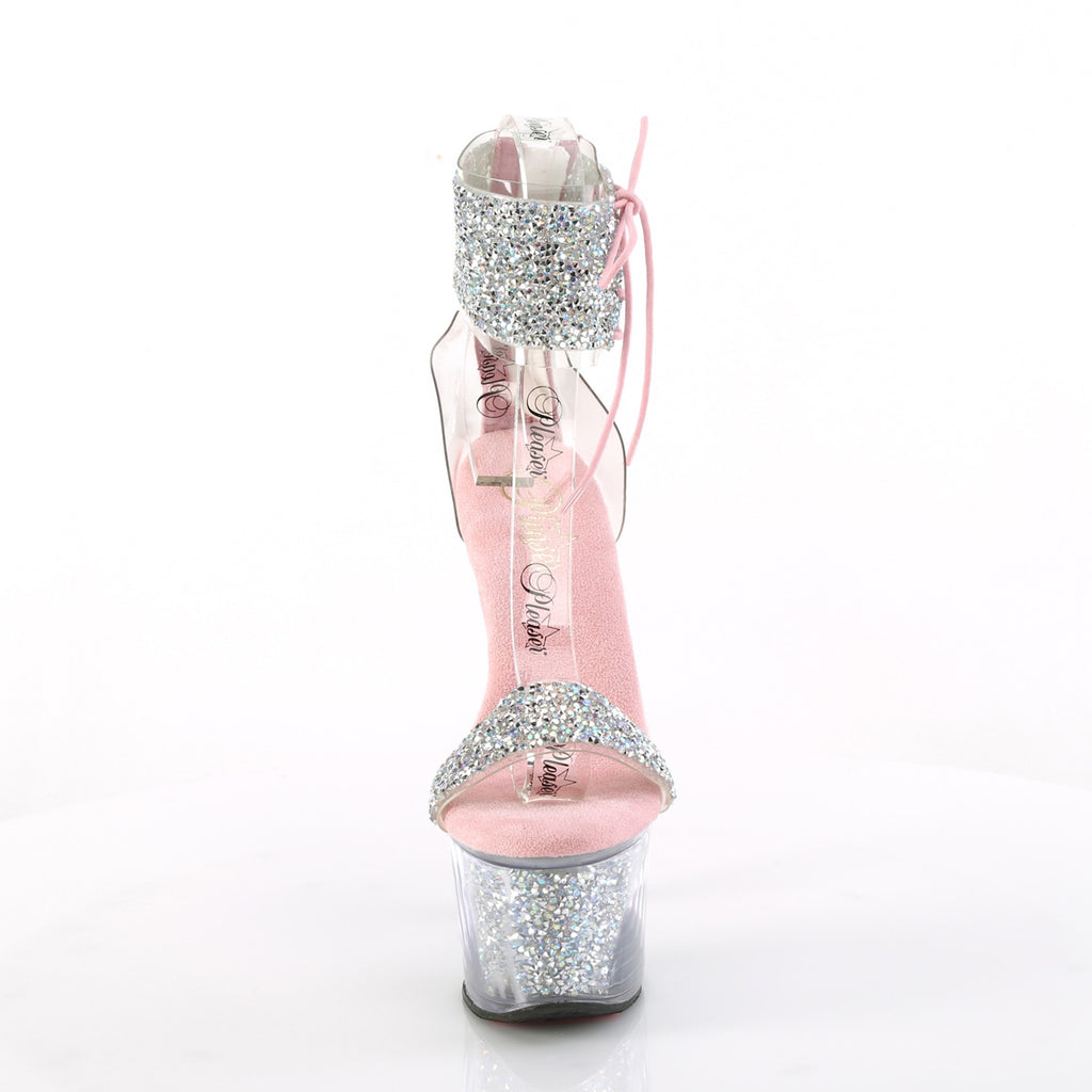 SKY-327RSI - Silver Rhinestone / Baby Pink Platform Heels