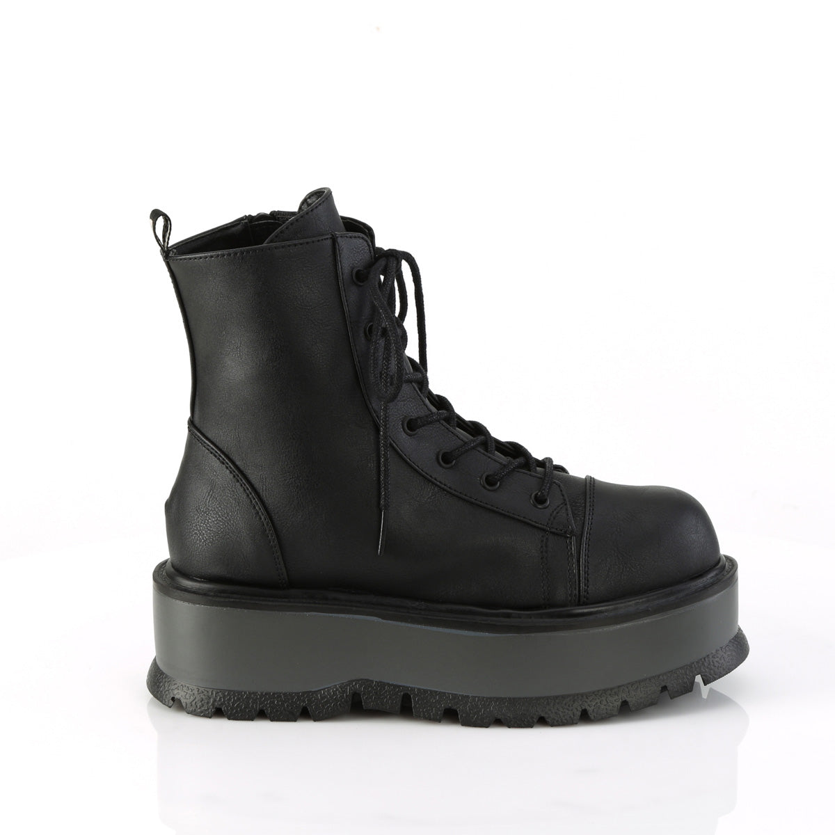 SLACKER-55 - Black Vegan Leather Boots