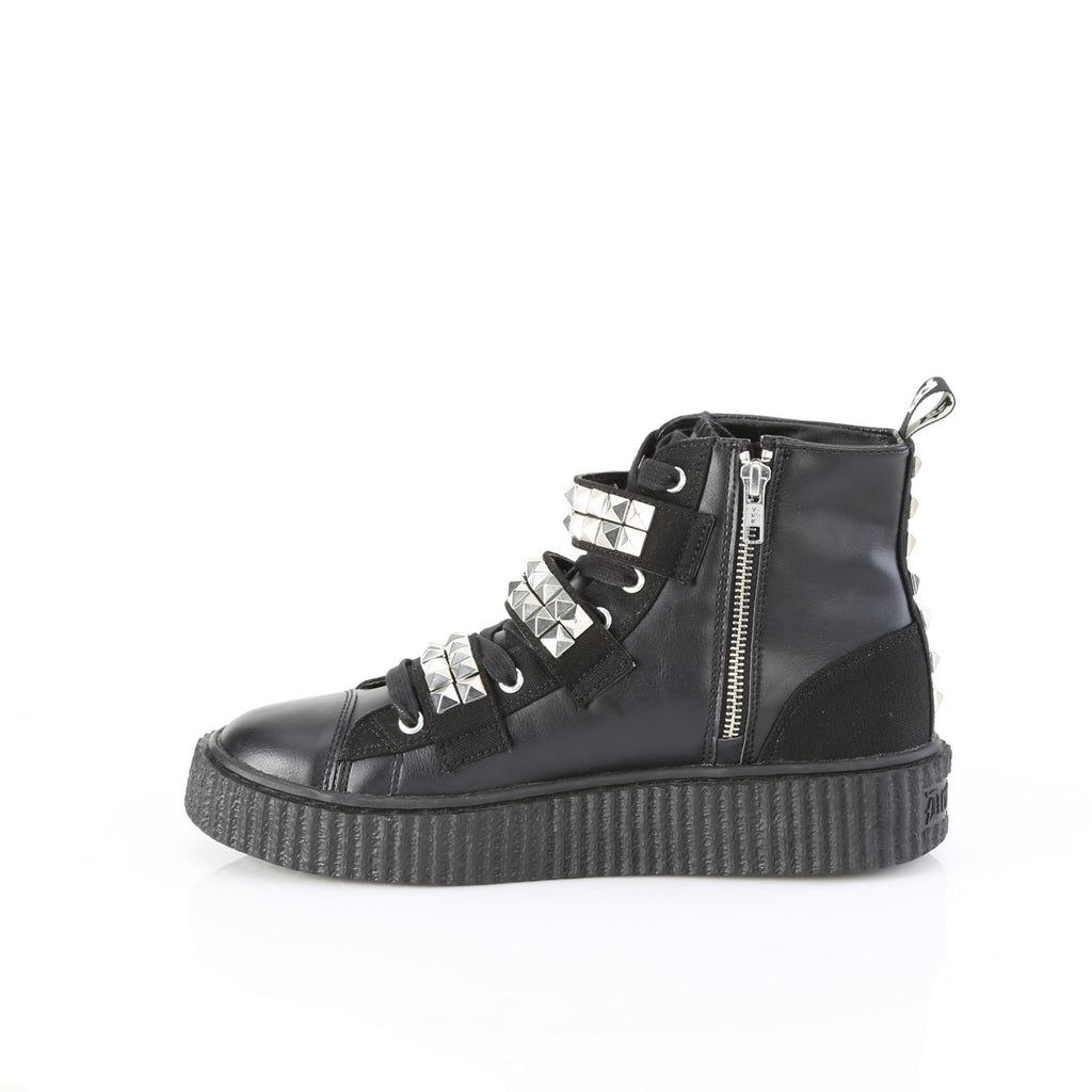SNEEKER-225 - Black Canvas-Vegan Leather Shoes