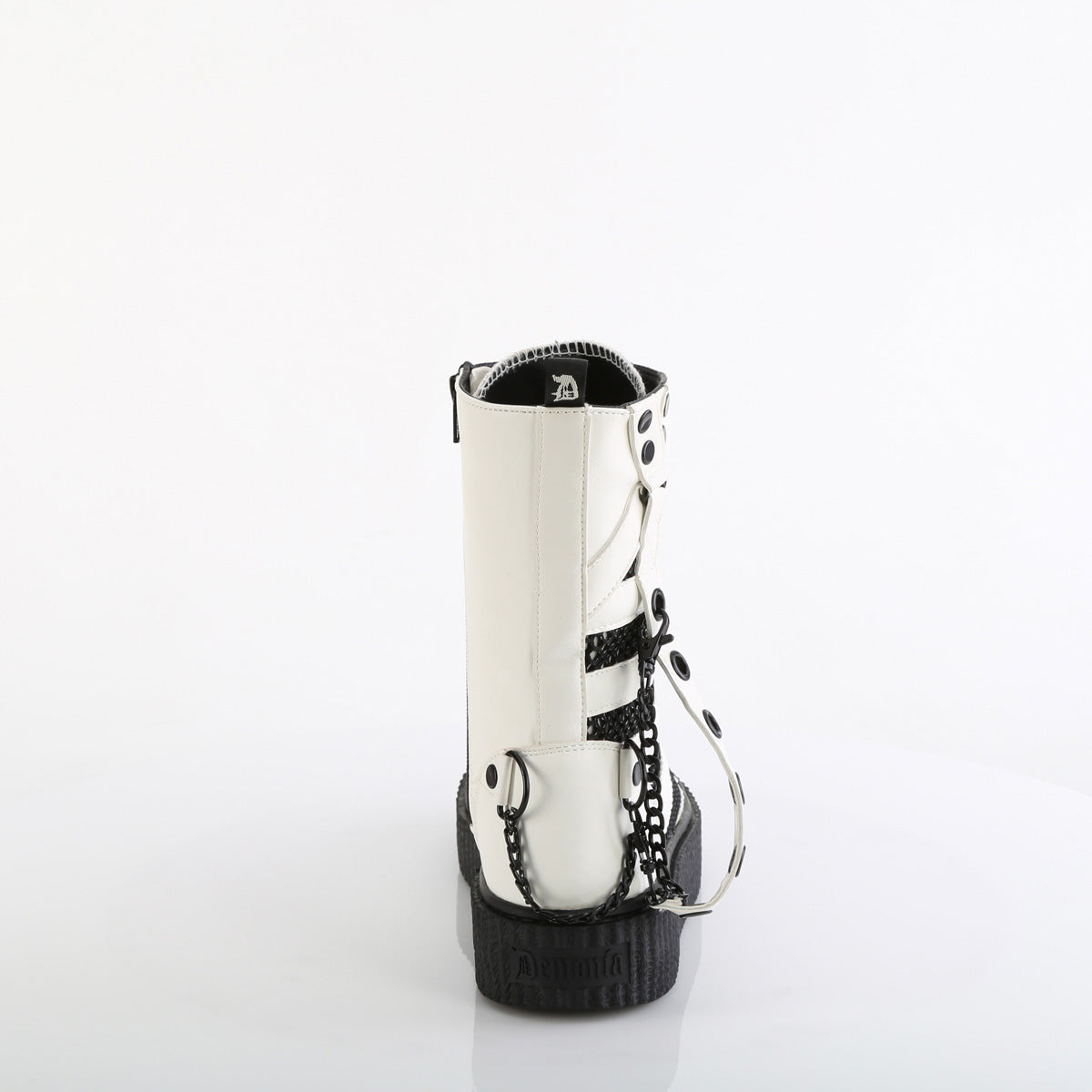SNEEKER-325 - White Vegan Leather-Fishnet Boots