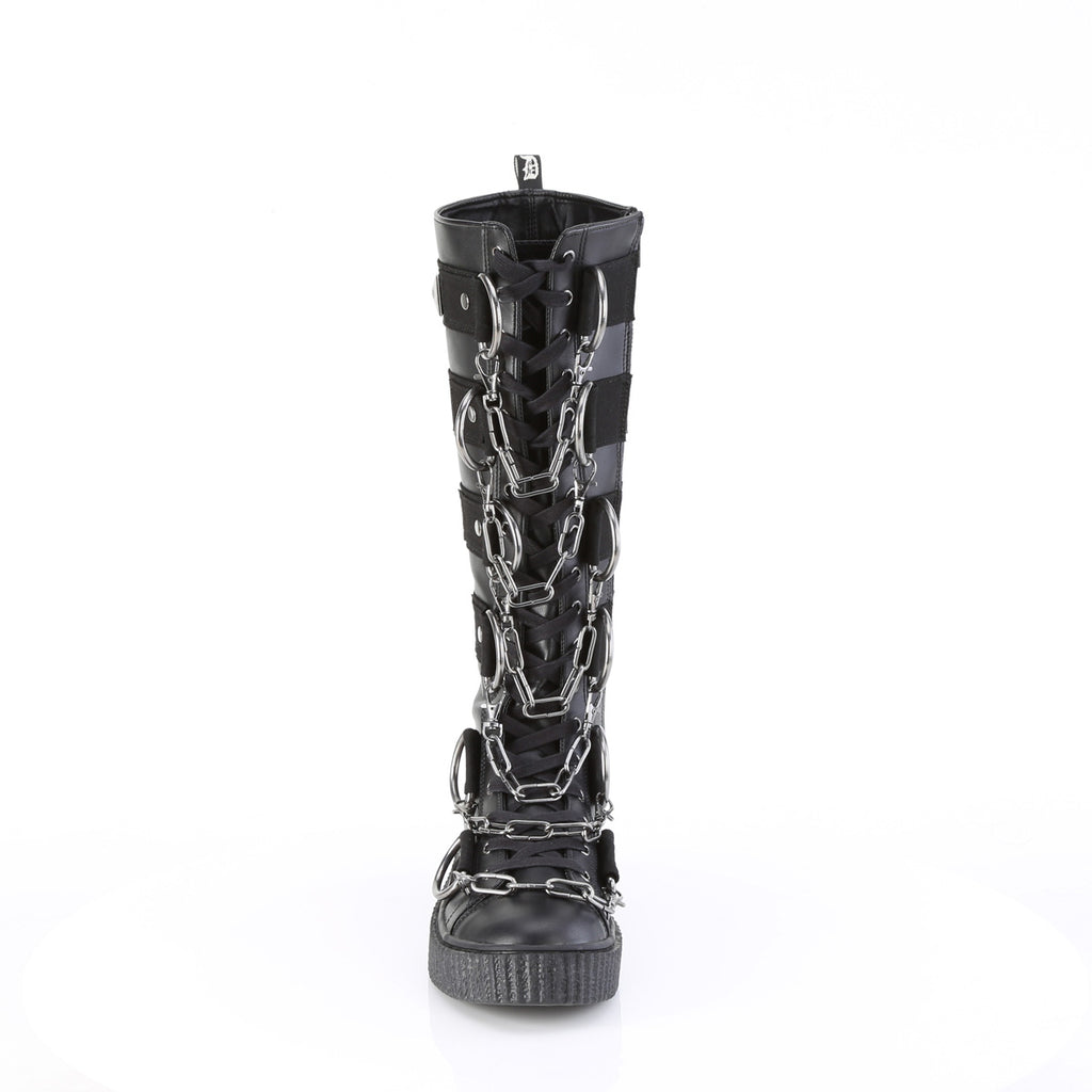 SNEEKER-405 - Black Vegan Leather-Canvas Boots