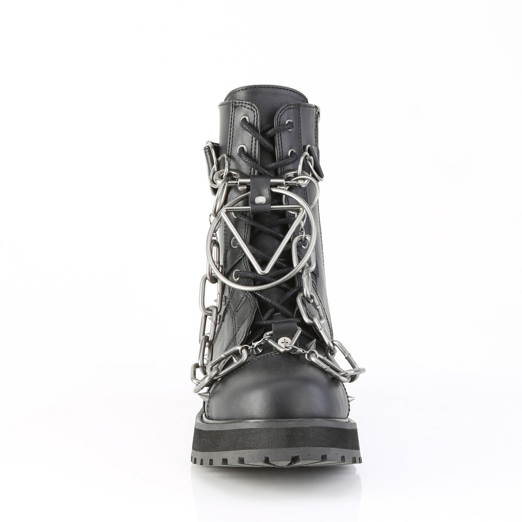 DEMONIA VALOR-204 - Black Vegan Leather Unisex Boots