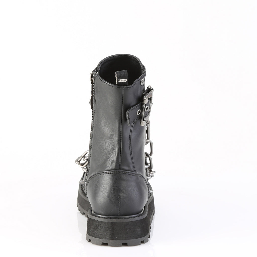 DEMONIA VALOR-204 - Black Vegan Leather Unisex Boots