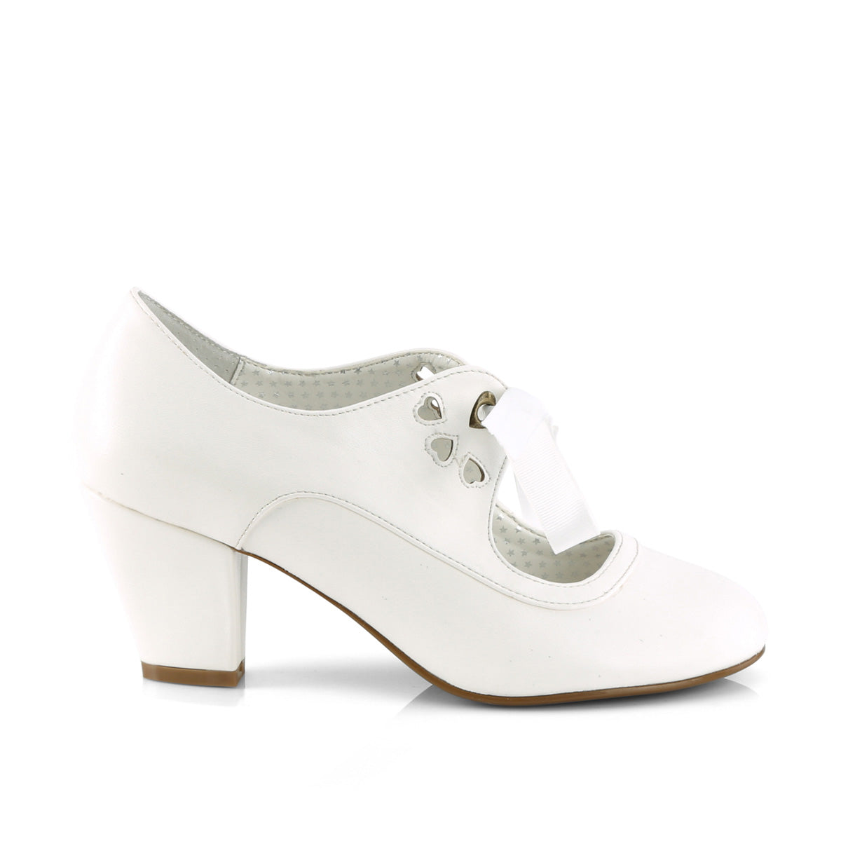 WIGGLE-32 - White Faux Leather Heels