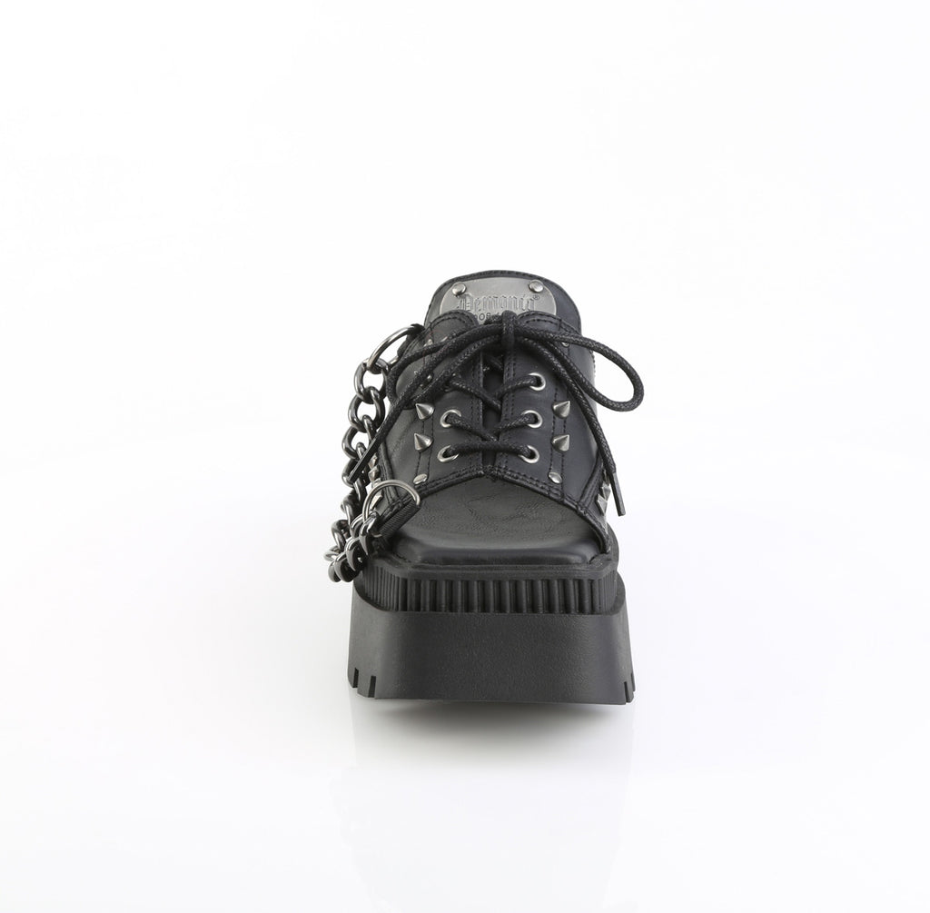DEMONIA WRATH-03 - Black Vegan Leather Sandals