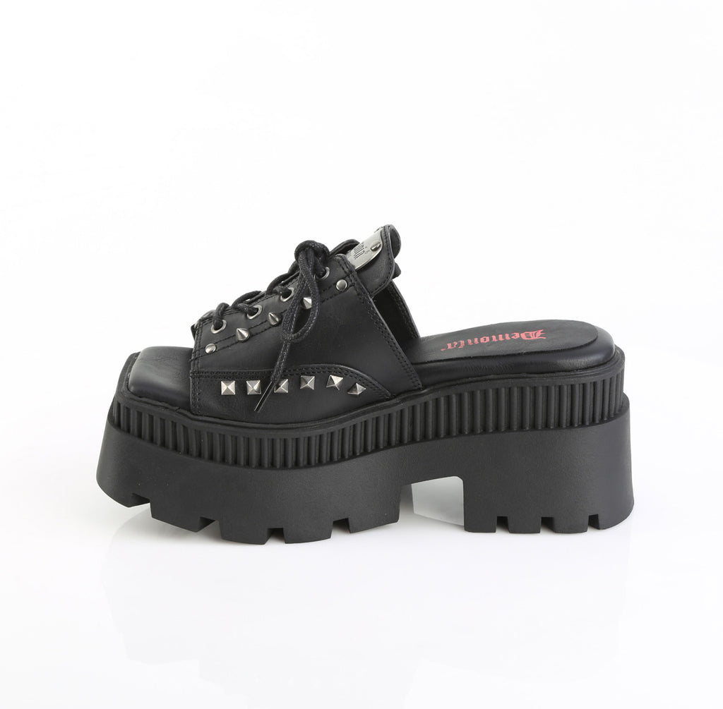 DEMONIA WRATH-03 - Black Vegan Leather Sandals