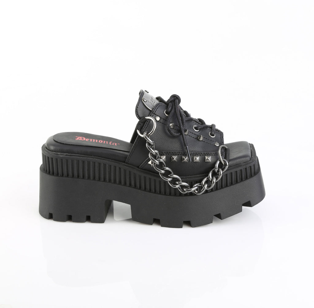 DEMONIA WRATH-03 - Black Vegan Leather Sandals