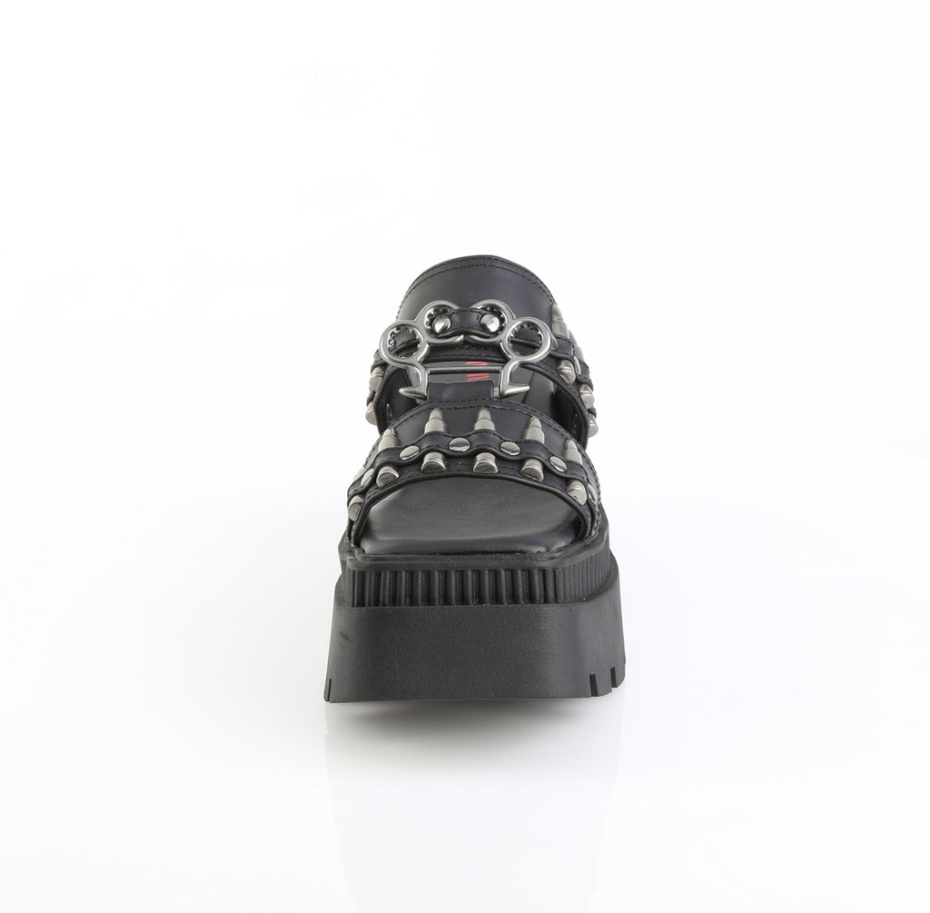 DEMONIA WRATH-08 - Black Vegan Leather Sandals
