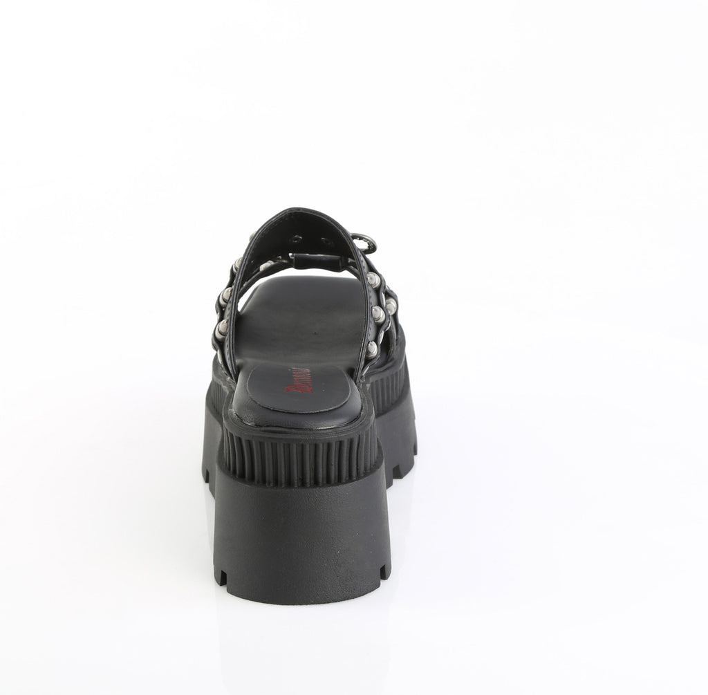 DEMONIA WRATH-08 - Black Vegan Leather Sandals