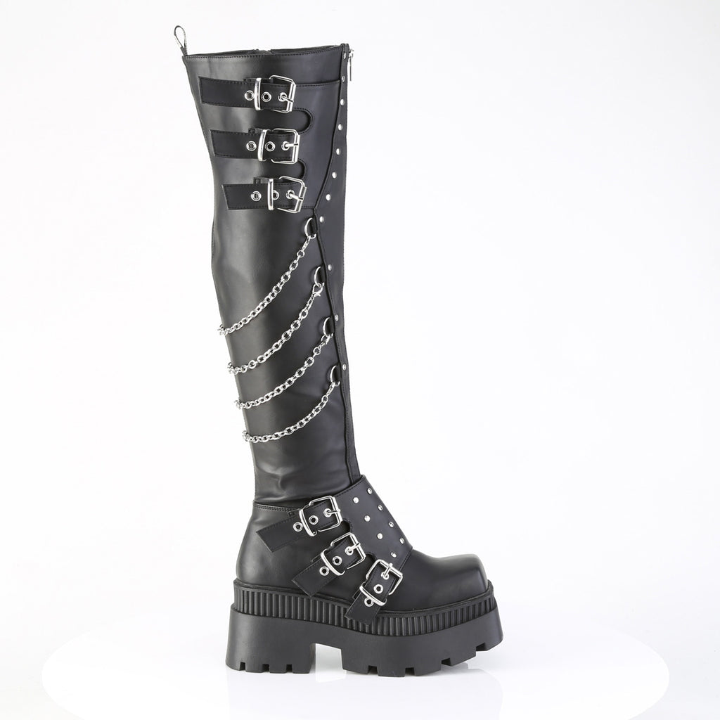 DEMONIA WRATH-310 - Black Vegan Leather Boots