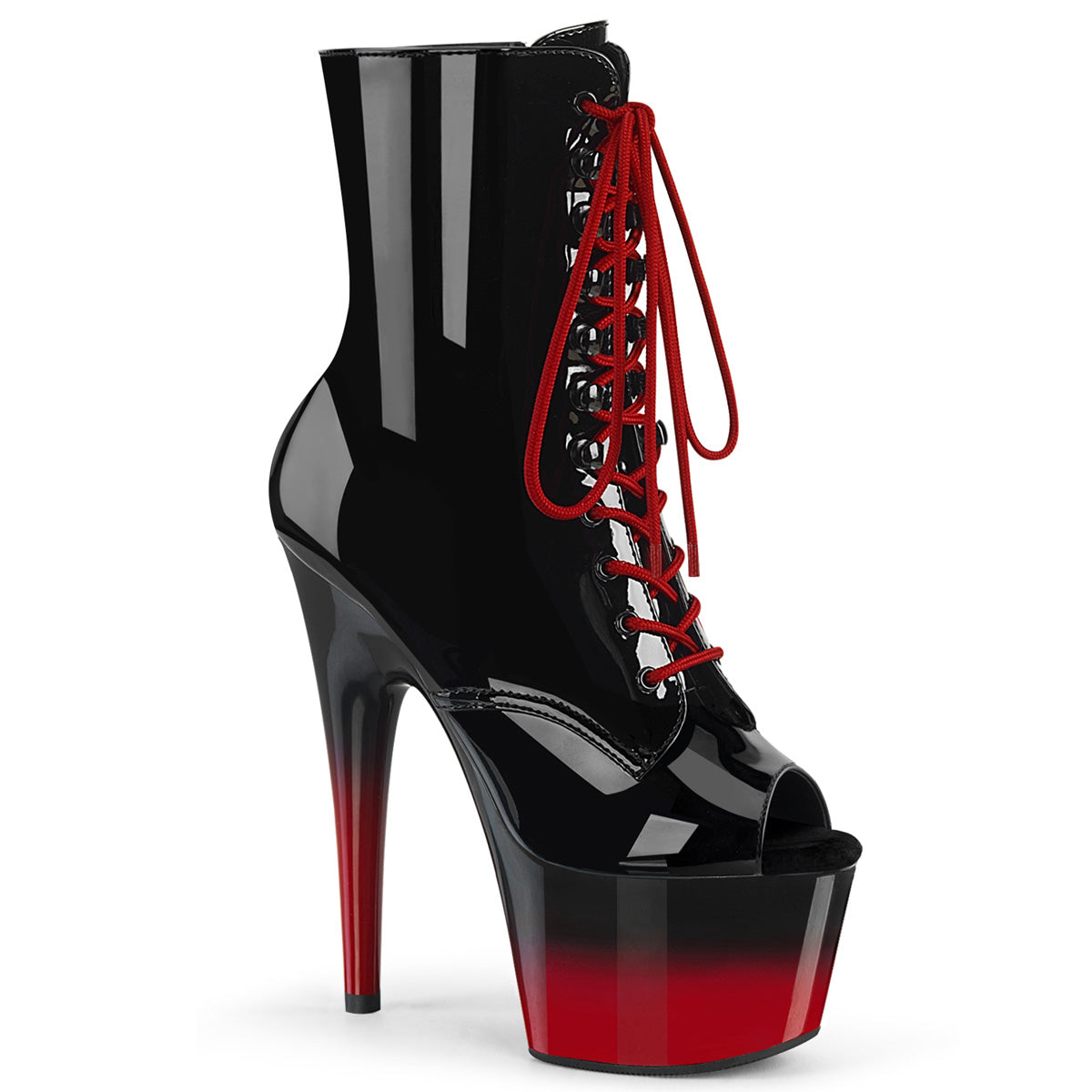 ADORE-1021BR-H - Black Patent/Black-Red Ankle Boots