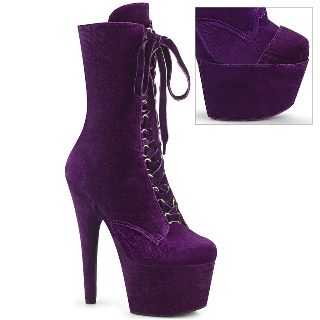 ADORE-1045VEL - Purple Velvet Boots w/ Matching Protectors
