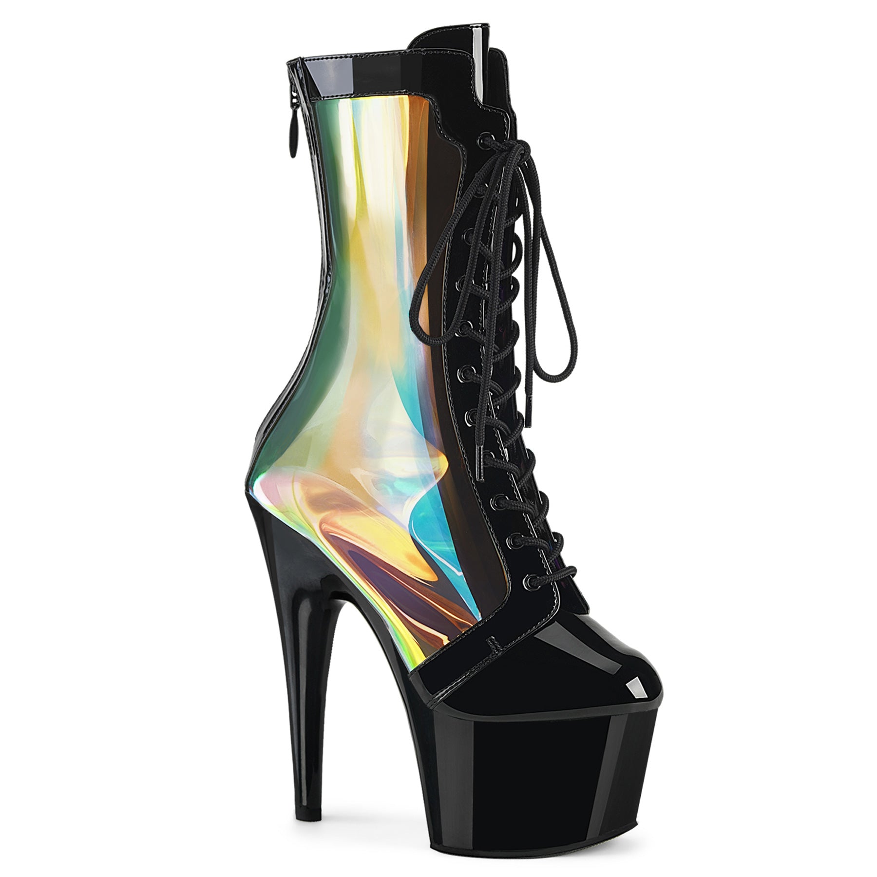 ADORE-1047 - Black Patent-Holographic Boots