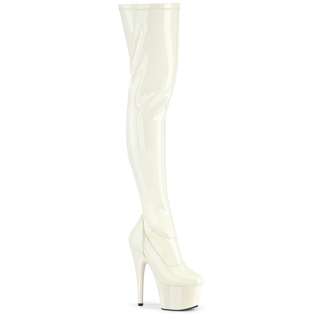 ADORE-3000 - Off-White Patent Boots