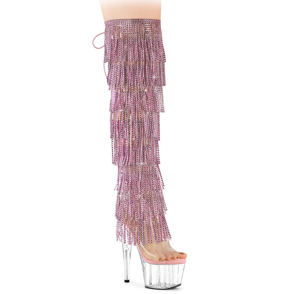 ADORE-3019C-RSF - Baby Pink/Clear Rhinestone Thigh Boots