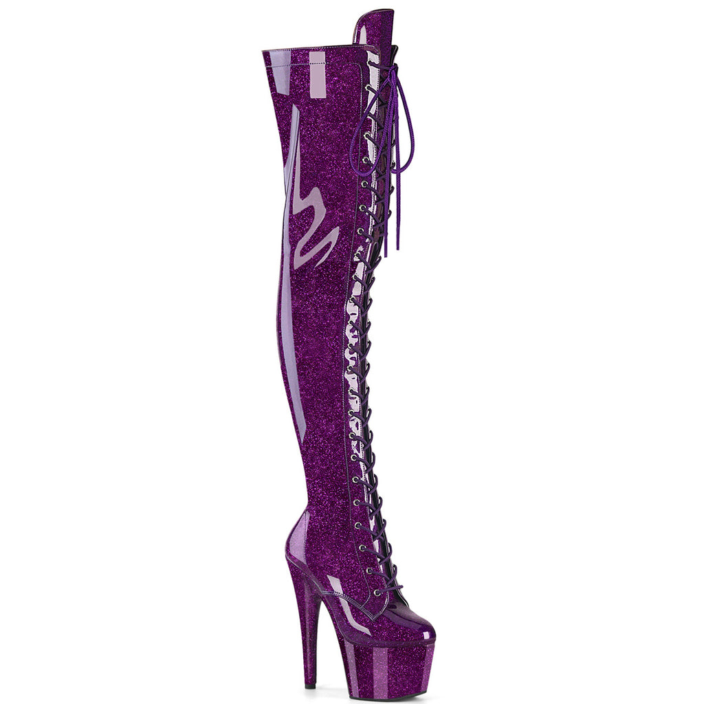 ADORE-3020GP - Purple Glitter Patent Thigh Boots