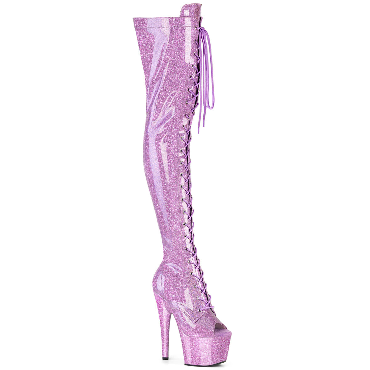 PLEASER ADORE-3021GP - Lilac Glitter Patent Boots