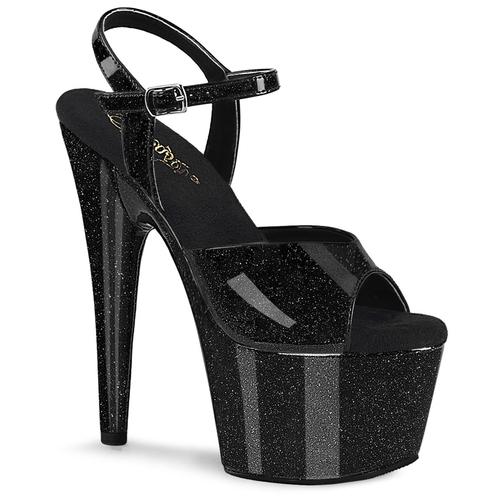 ADORE-709GP - Black Glitter Patent Heels