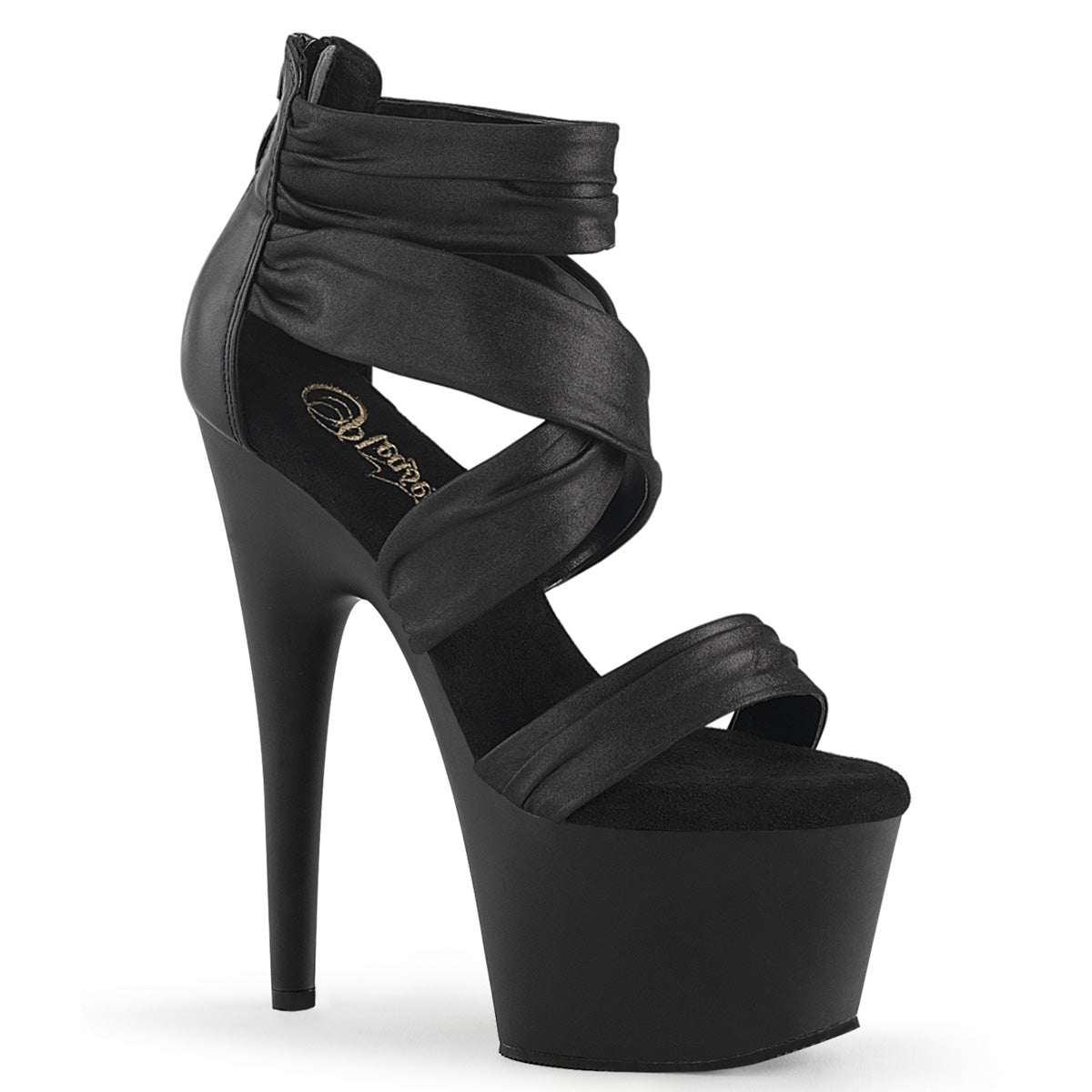 PLEASER ADORE-720 - Black Faux Leather-Fabric/Black Matte Heels - A Shoe Addiction Australia