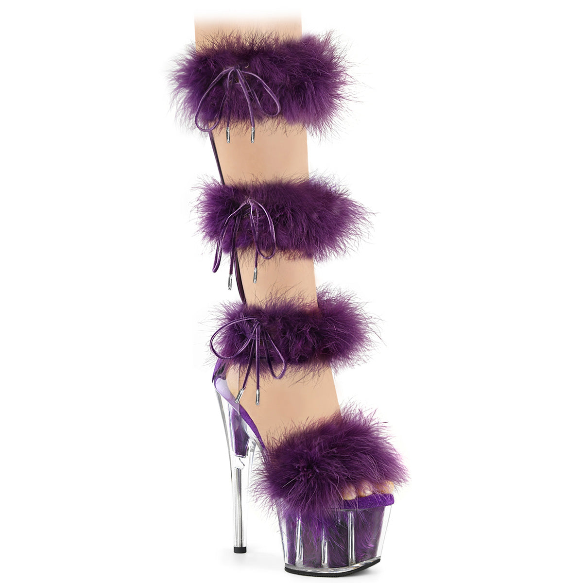 ADORE-728F - Clear-Purple Fur Heels