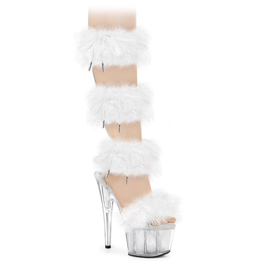 ADORE-728F - Clear-White Fur Heels