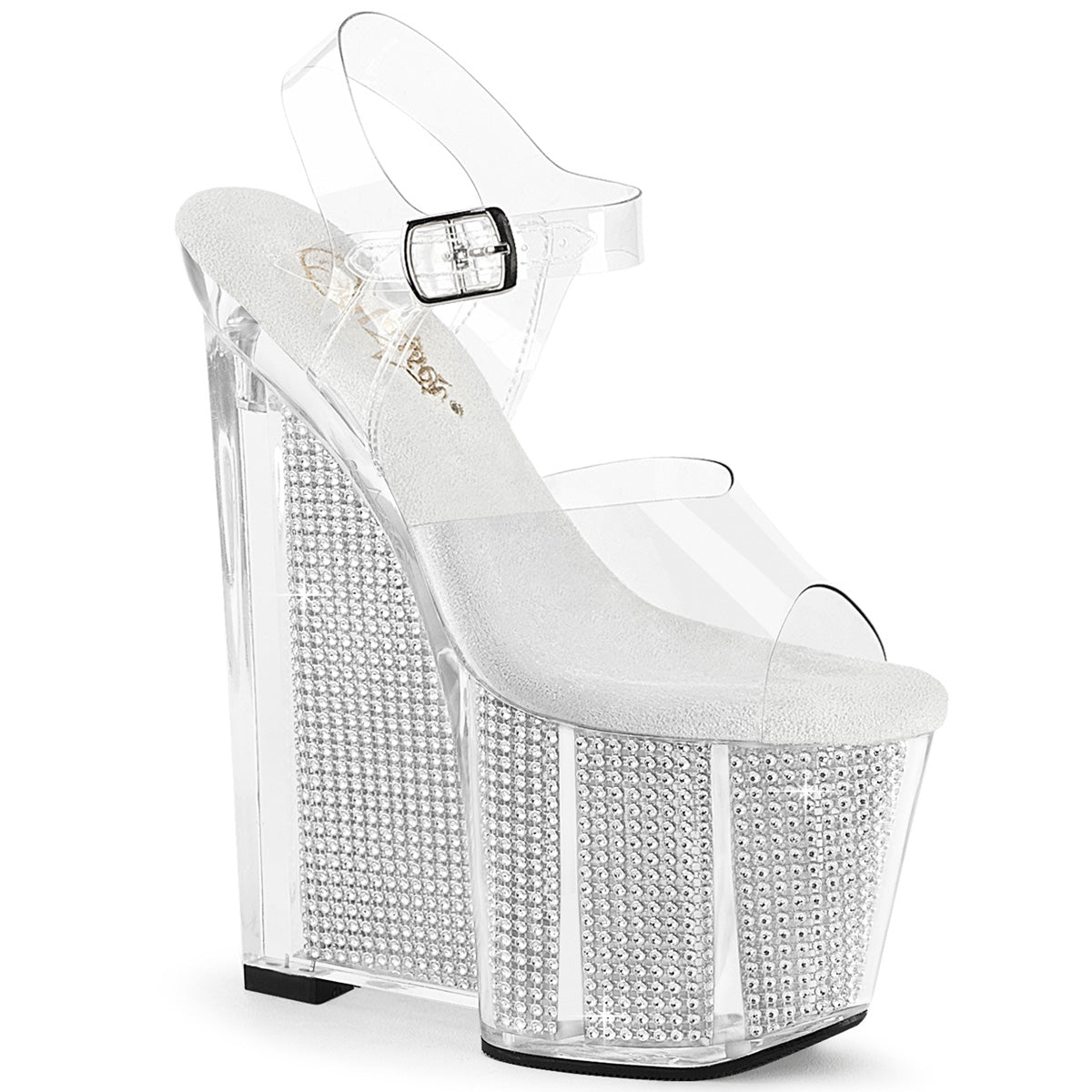 PLEASER AMAZE-808SRS - Clear/Silver Rhinestone Heels - A Shoe Addiction Australia