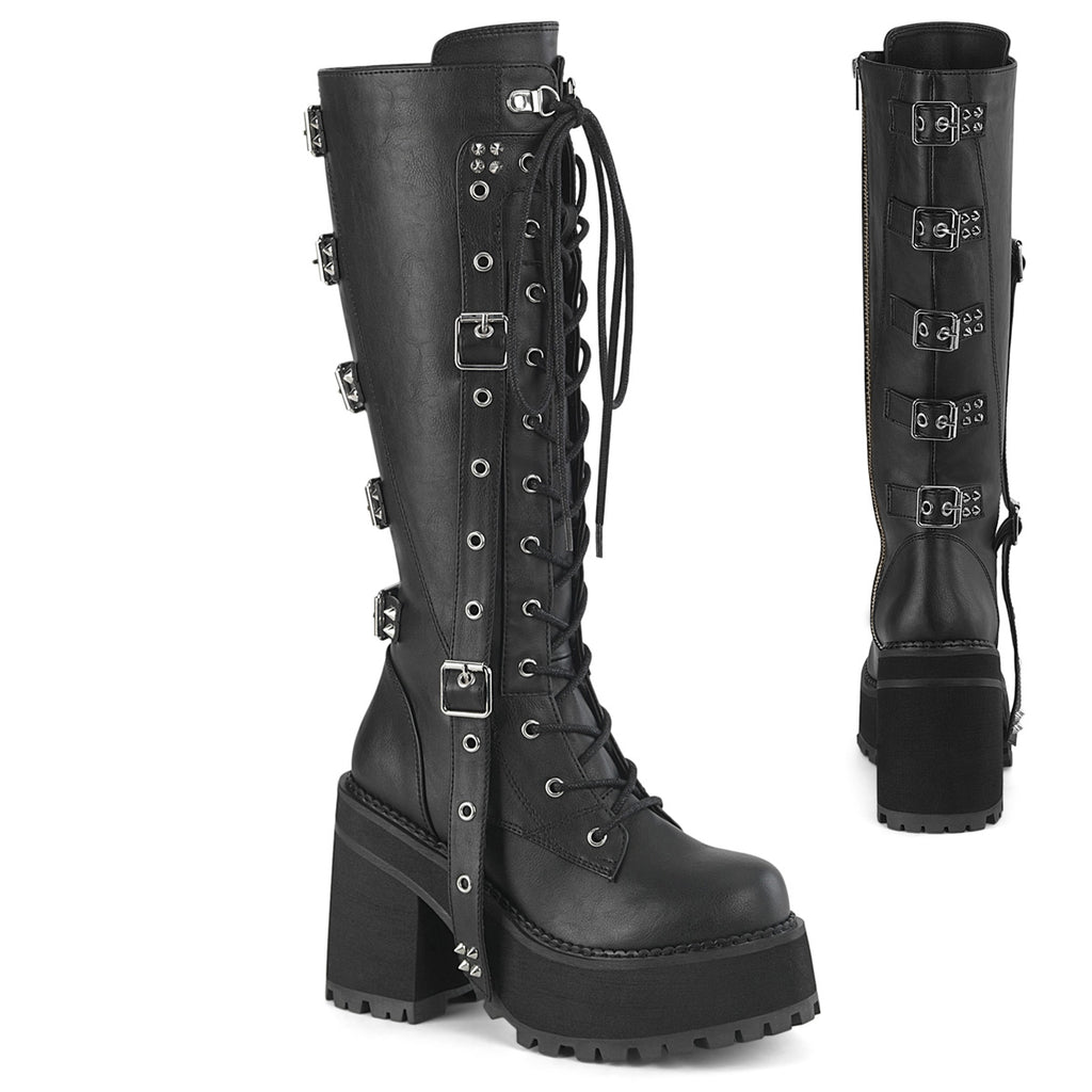 ASSAULT-218 - Black Vegan Leather Boots