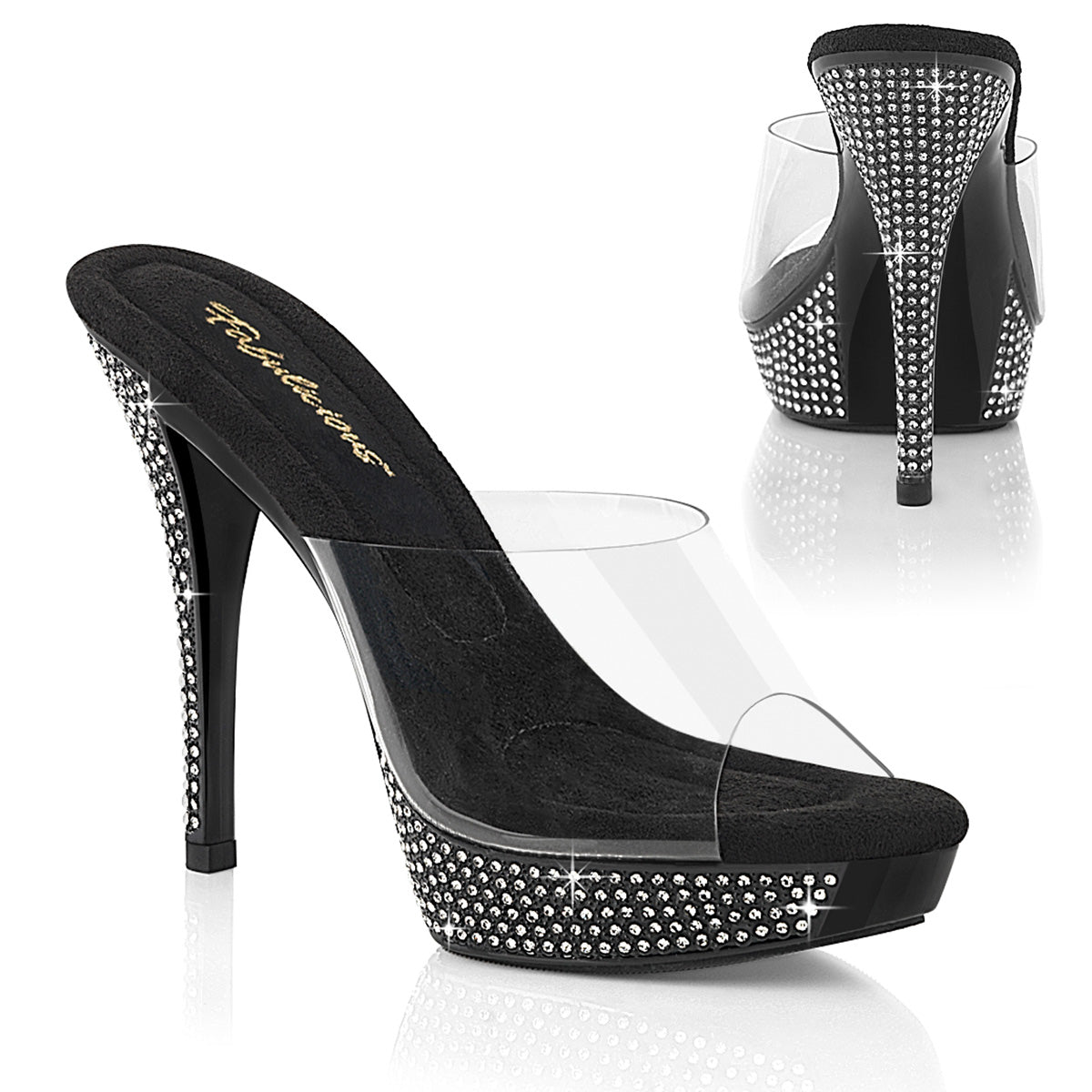 FABULICIOUS ATHENA-501 - Clear/Black Heels