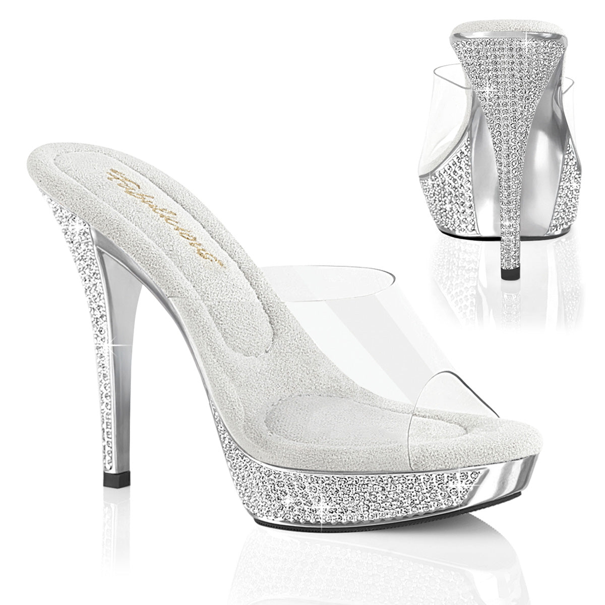 FABULICIOUS ATHENA-501 - Clear/Silver Chrome Heels