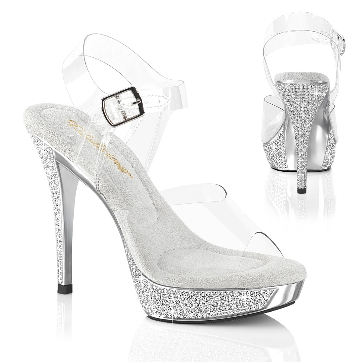 FABULICIOUS ATHENA-508 - Clear/Silver Chrome Heels