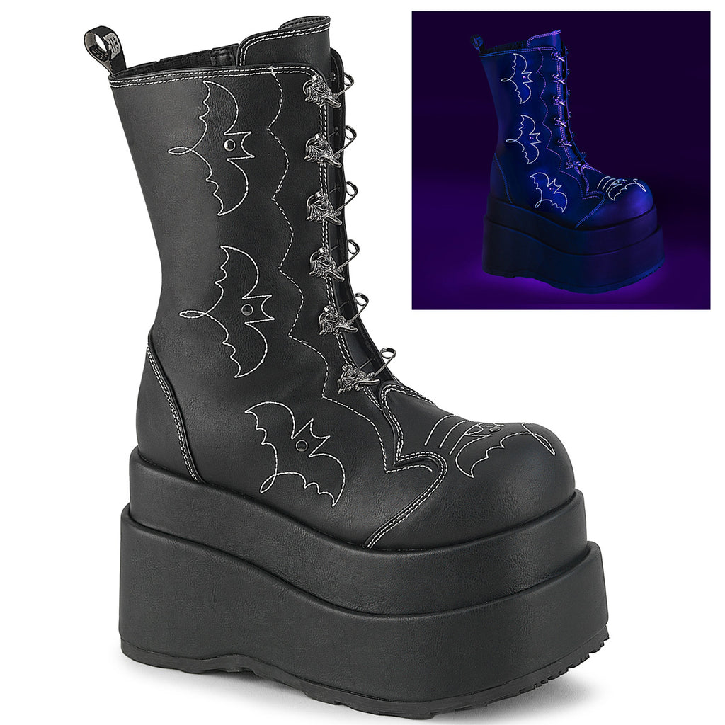 DEMONIA BEAR-182 - Black Vegan Leather Boots