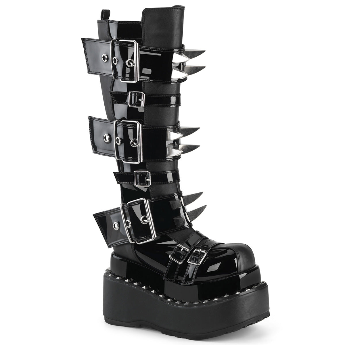 BEAR-215 - Black Vegan Leather-Patent Boots
